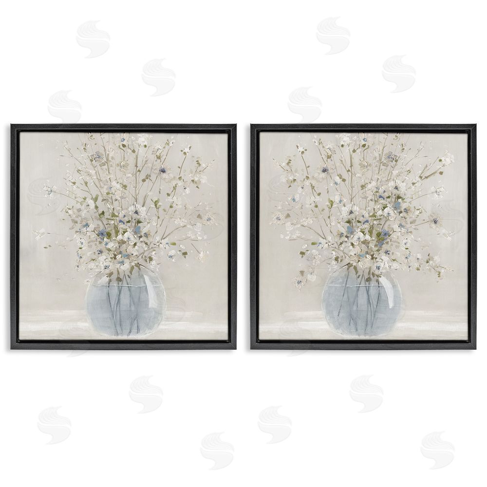 Carol Robinson Delicate Glass Vase Bouquet Black Floating Frame Canvas Wall Art Print
