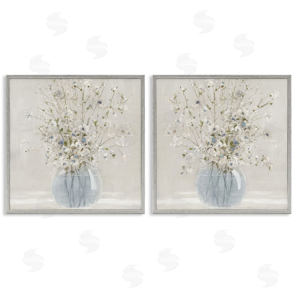 Carol Robinson Delicate Glass Vase Bouquet Gray Framed Giclee Wall Art Print