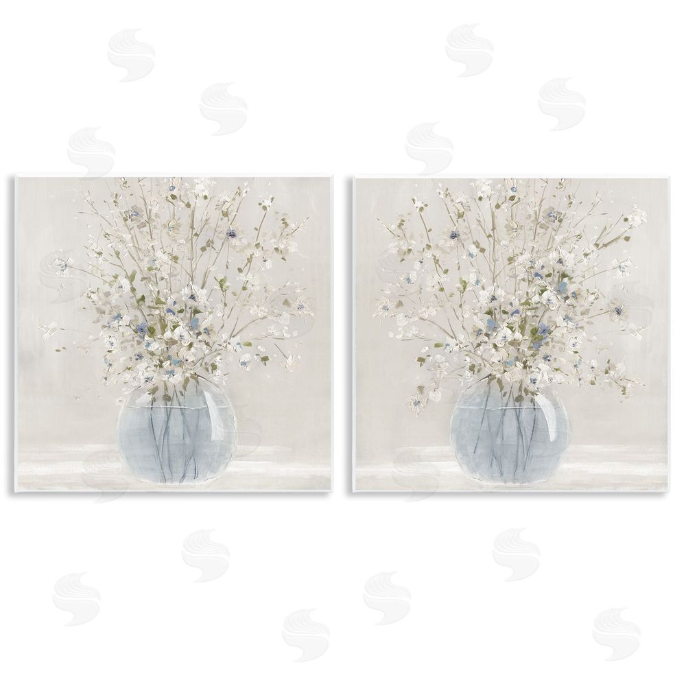 Carol Robinson Delicate Glass Vase Bouquet Wooden Wall Plaque Art Print