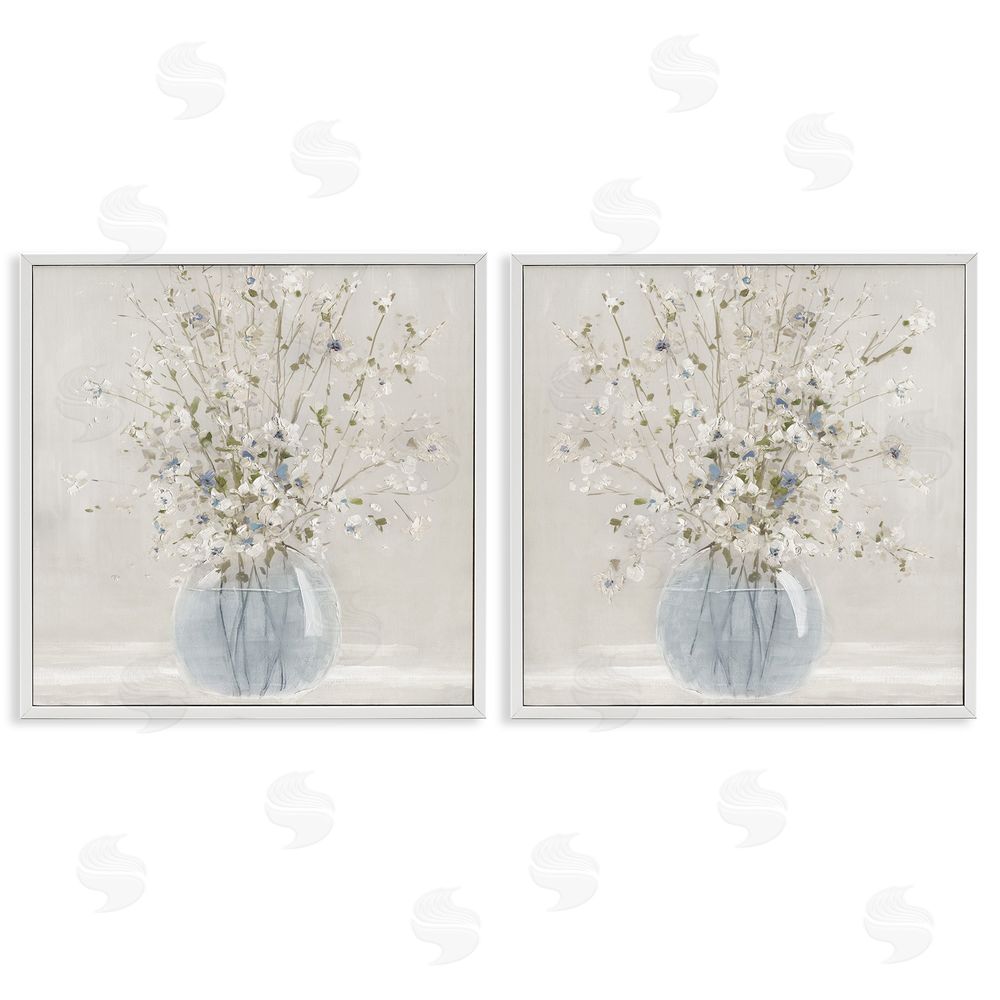 Carol Robinson Delicate Glass Vase Bouquet White Framed Giclee Wall Art Print