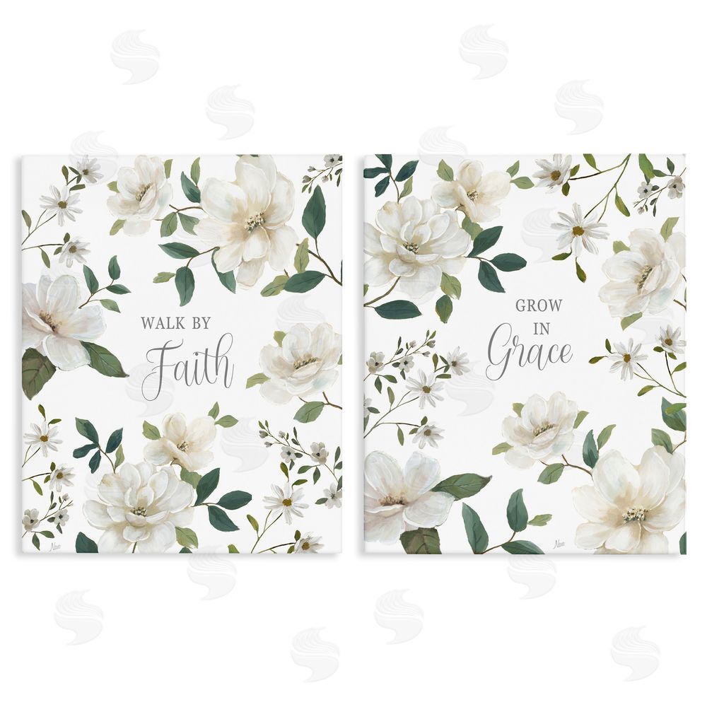Nan Spiritual Faith Sayings with Florals Stretched Canvas Wall Art Print