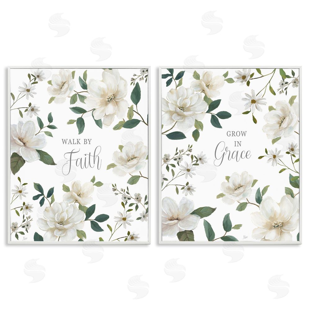 Nan Spiritual Faith Sayings with Florals White Framed Giclee Wall Art Print