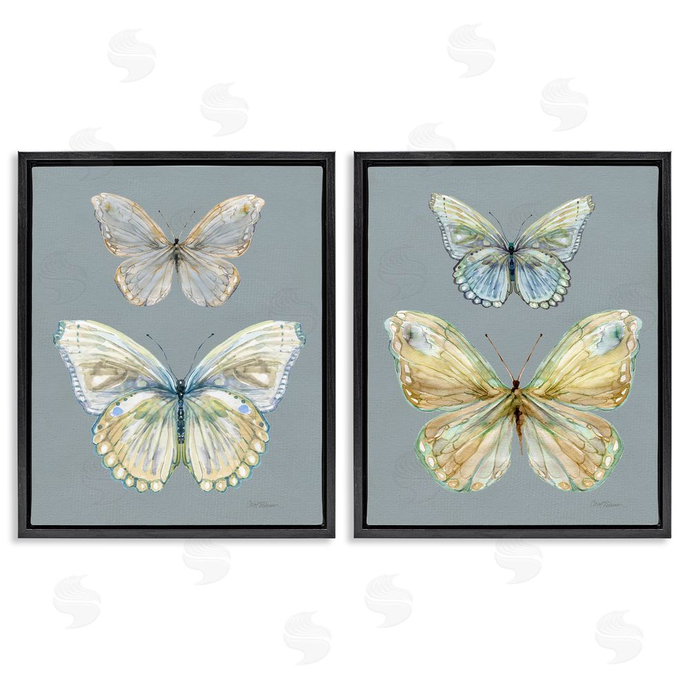 Carol Robinson Butterfly Pairs over Slate Black Floating Frame Canvas Wall Art Print