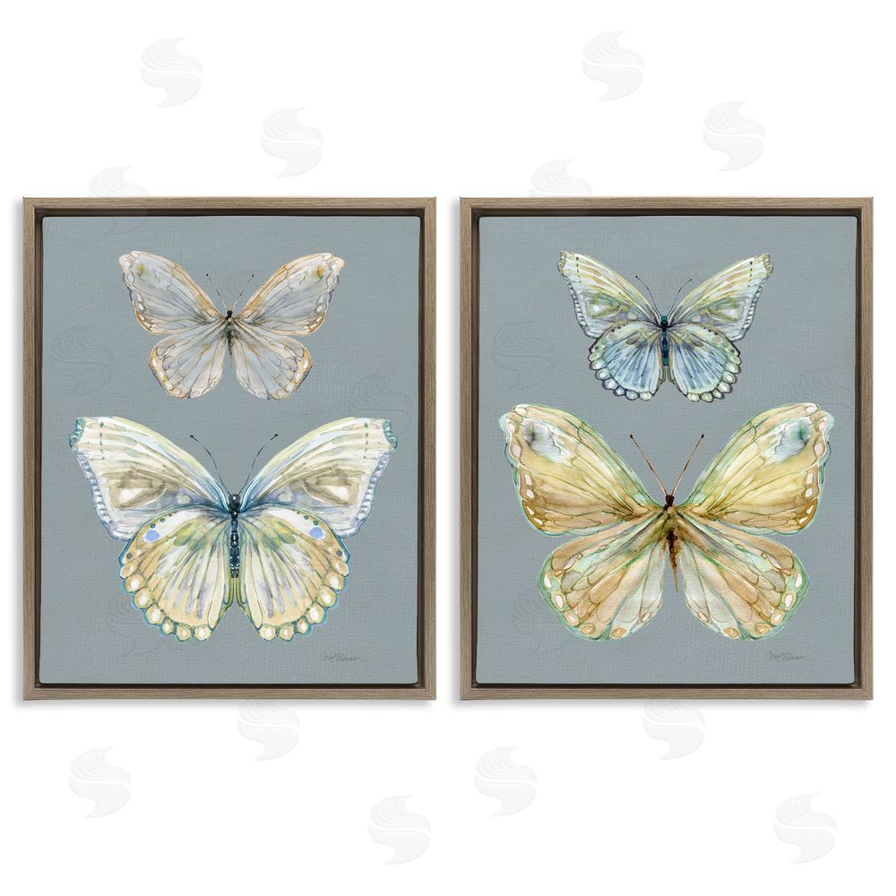 Carol Robinson Butterfly Pairs over Slate Brown Floating Frame Canvas Wall Art Print