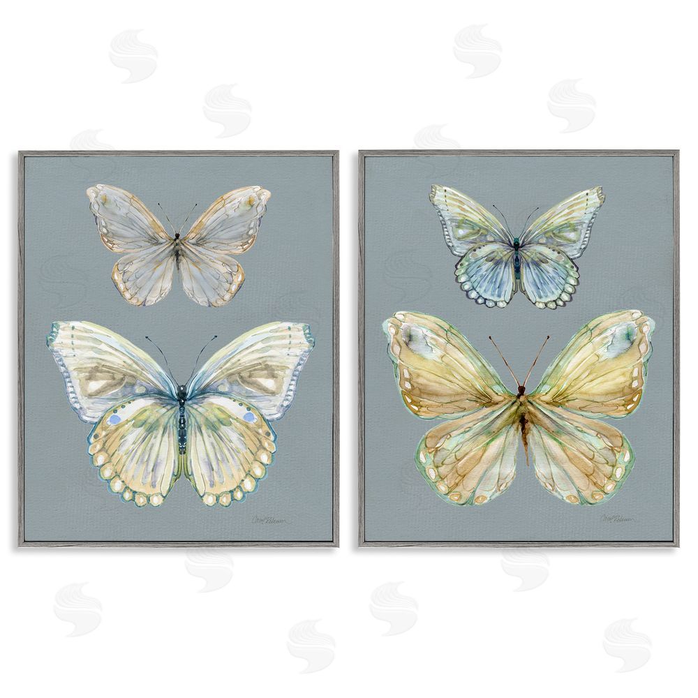 Carol Robinson Butterfly Pairs over Slate Gray Framed Giclee Wall Art Print