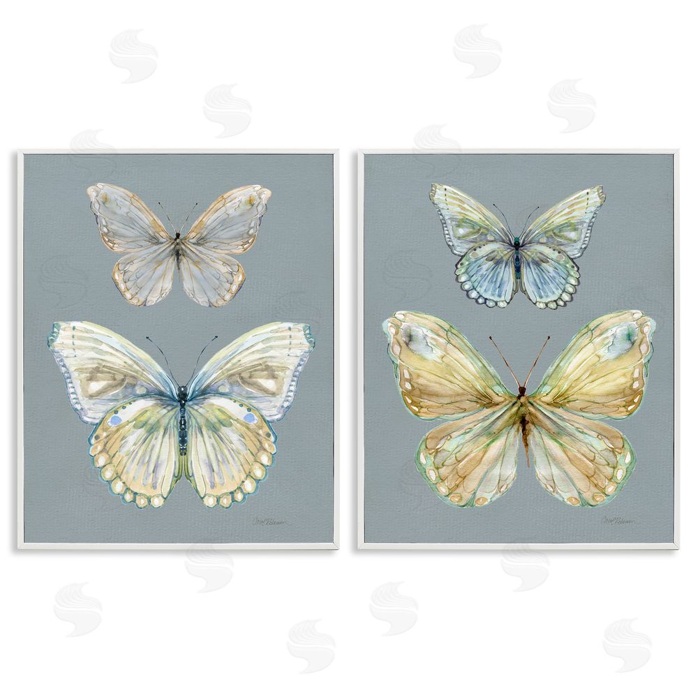 Carol Robinson Butterfly Pairs over Slate White Framed Giclee Wall Art Print