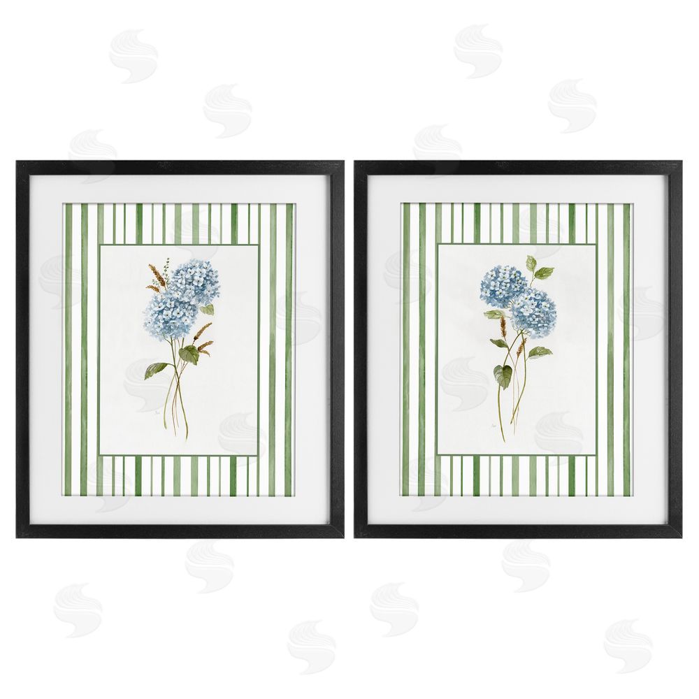 Nan Wheat & Hydrangea Sprigs Black Framed Print Under Glass Wall Art