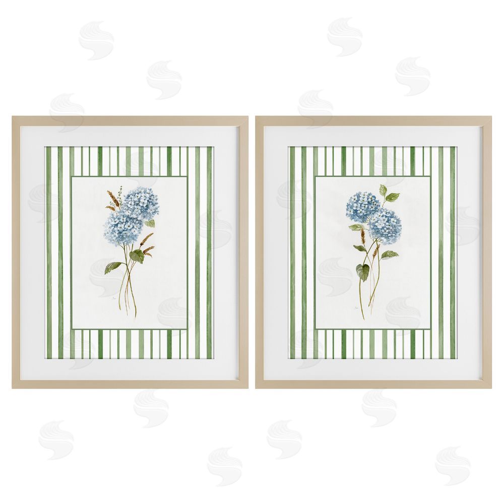 Nan Wheat & Hydrangea Sprigs Brown Framed Print Under Glass Wall Art