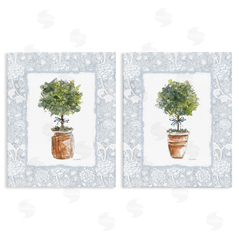 Carol Robinson Potted Topiary Plants Stretched Canvas Wall Art Print
