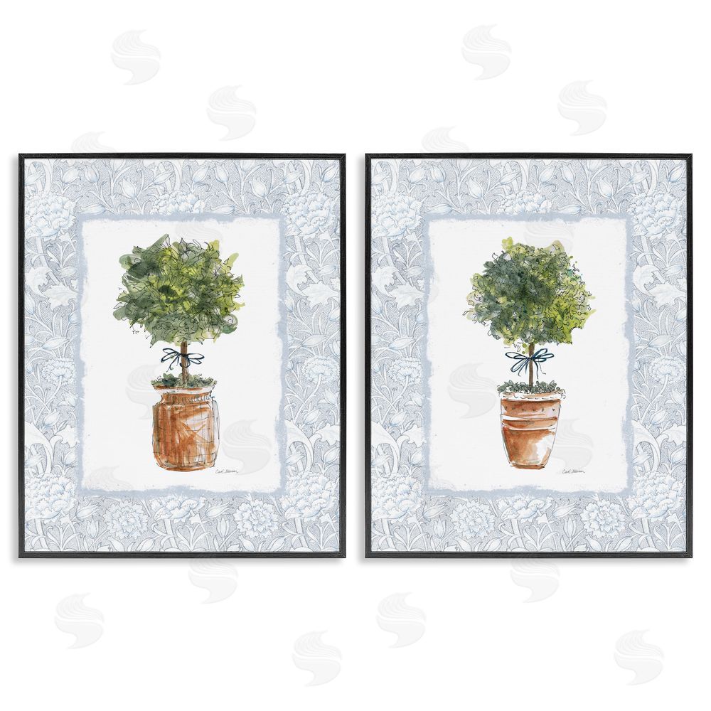 Carol Robinson Potted Topiary Plants Black Framed Giclee Wall Art Print