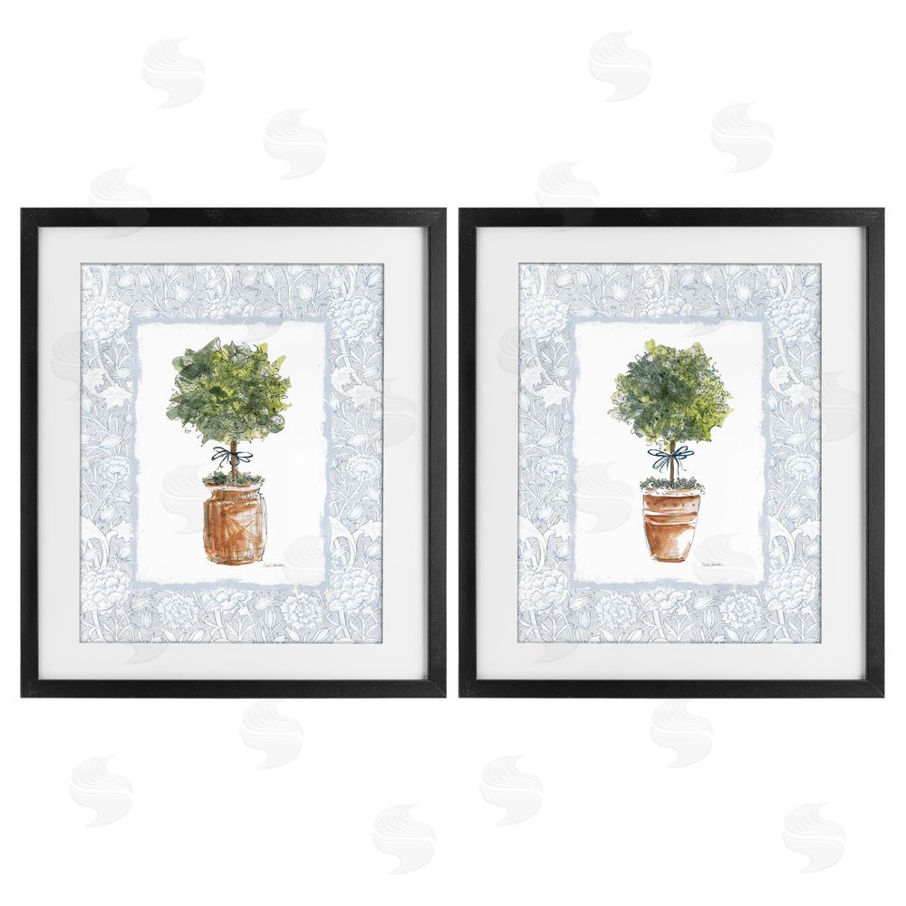 Carol Robinson Potted Topiary Plants Black Framed Print Under Glass Wall Art
