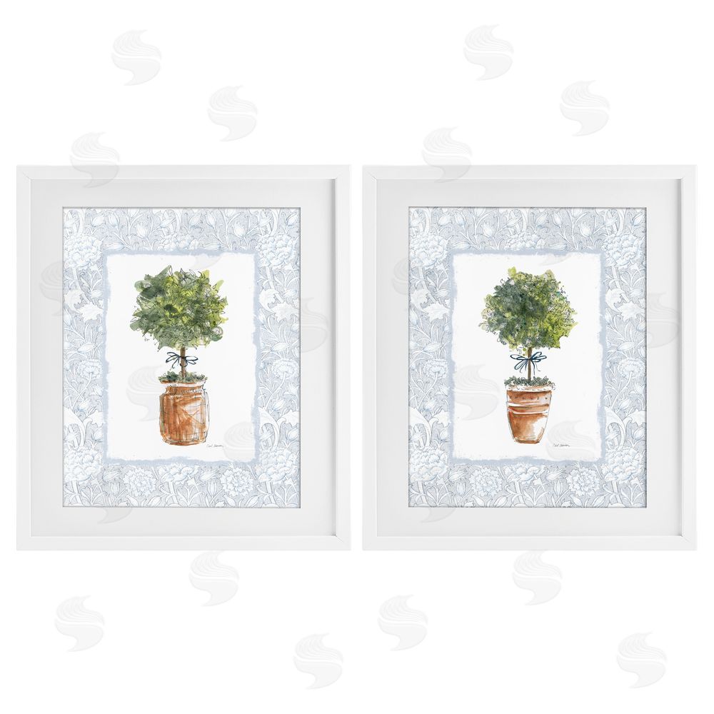 Carol Robinson Potted Topiary Plants White Framed Print Under Glass Wall Art