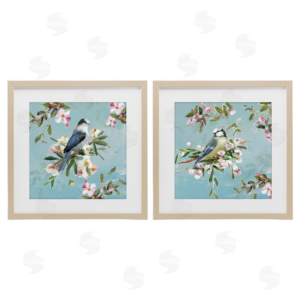 Sally Swatland Songbirds Among Spring Blossoms Brown Framed Print Under Glass Wall Art