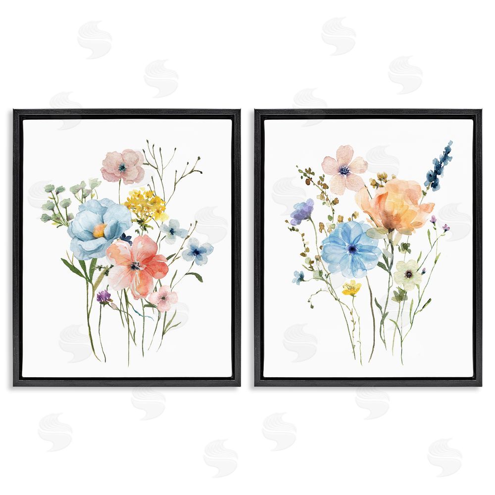 Livi Finn Wildflower Sprig Bundles Black Floating Frame Canvas Wall Art Print