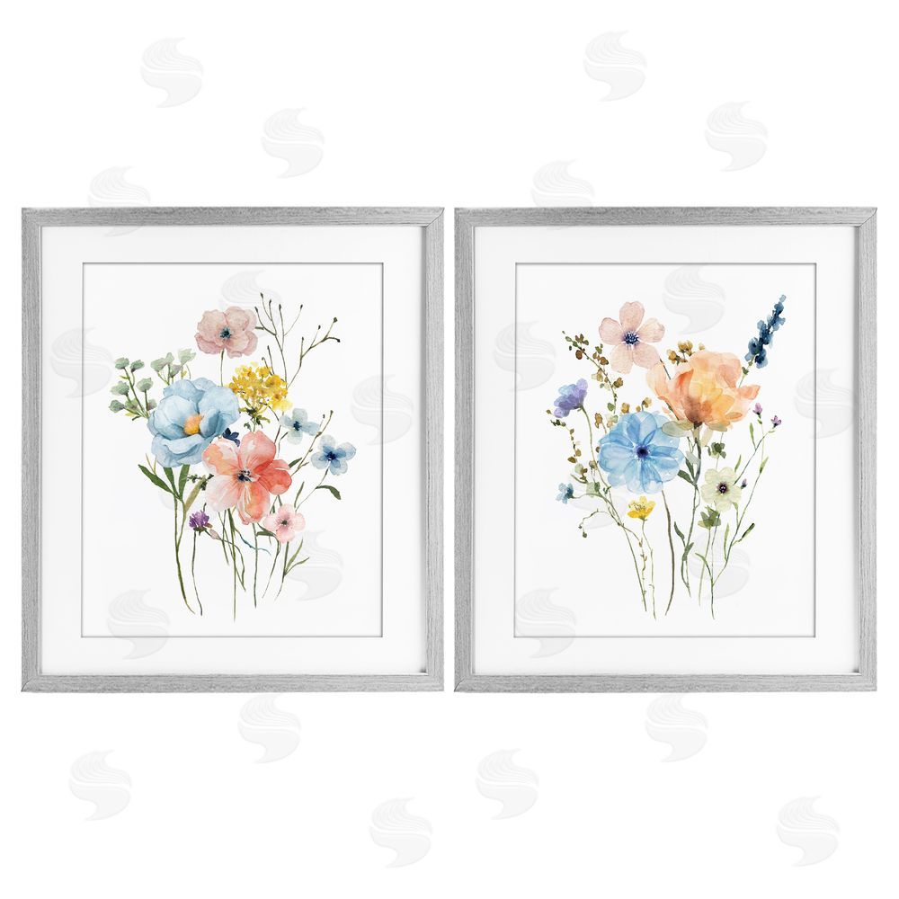 Livi Finn Wildflower Sprig Bundles Gray Framed Print Under Glass Wall Art
