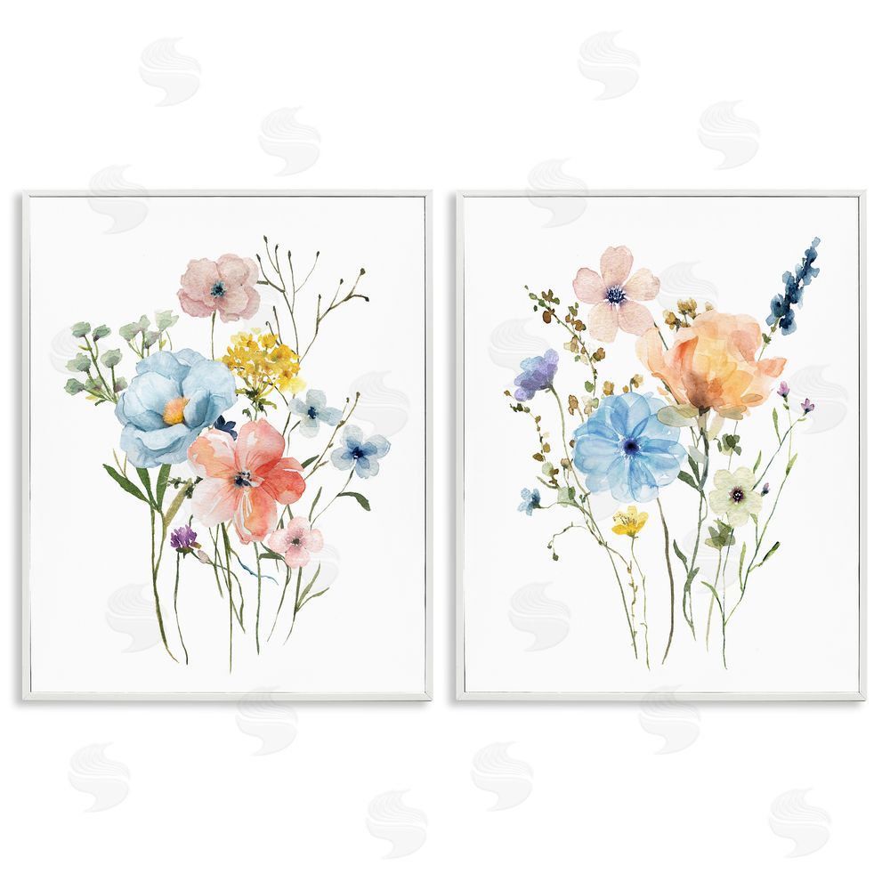 Livi Finn Wildflower Sprig Bundles White Framed Giclee Wall Art Print