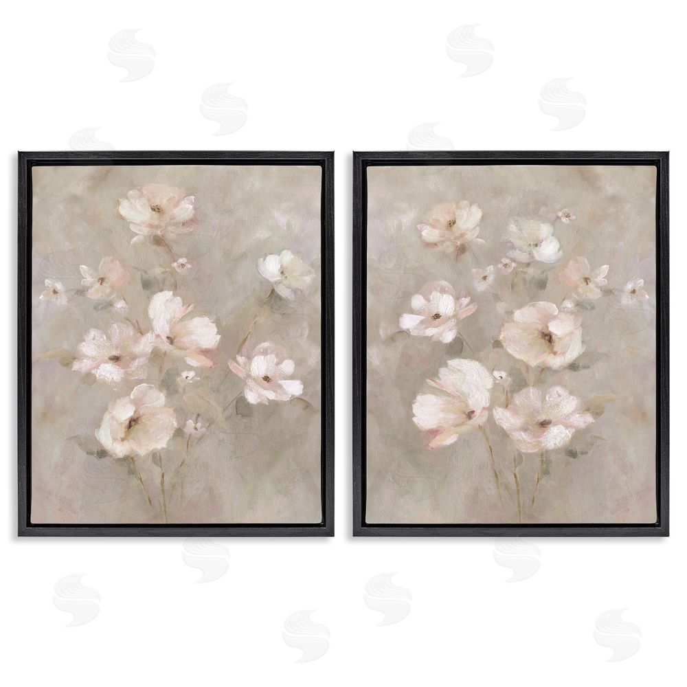 Carol Robinson Arranged Blush Blossoms Black Floating Frame Canvas Wall Art Print