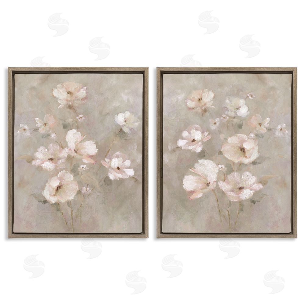 Carol Robinson Arranged Blush Blossoms Brown Floating Frame Canvas Wall Art Print