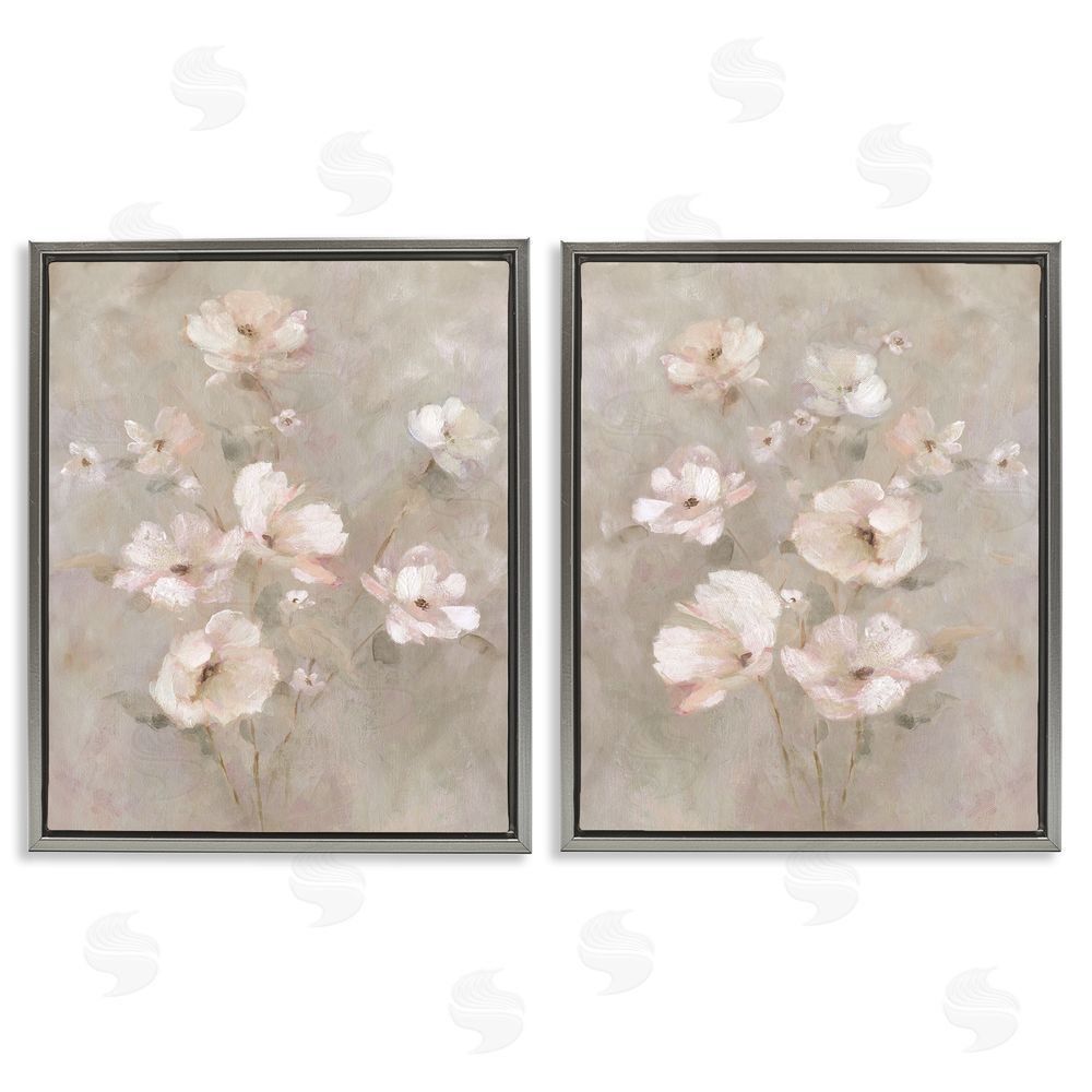 Carol Robinson Arranged Blush Blossoms Gray Floating Frame Canvas Wall Art Print