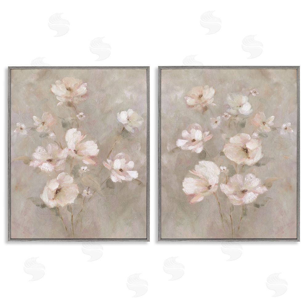 Carol Robinson Arranged Blush Blossoms Gray Framed Giclee Wall Art Print