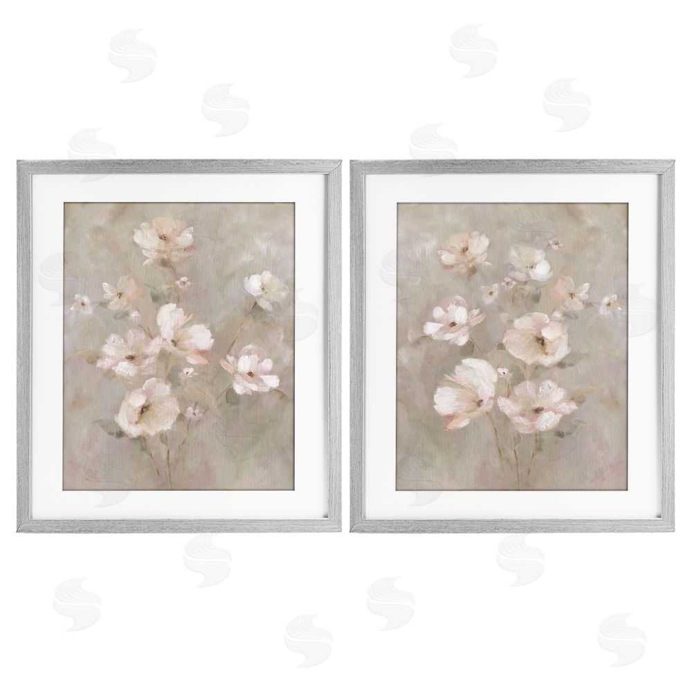Carol Robinson Arranged Blush Blossoms Gray Framed Print Under Glass Wall Art