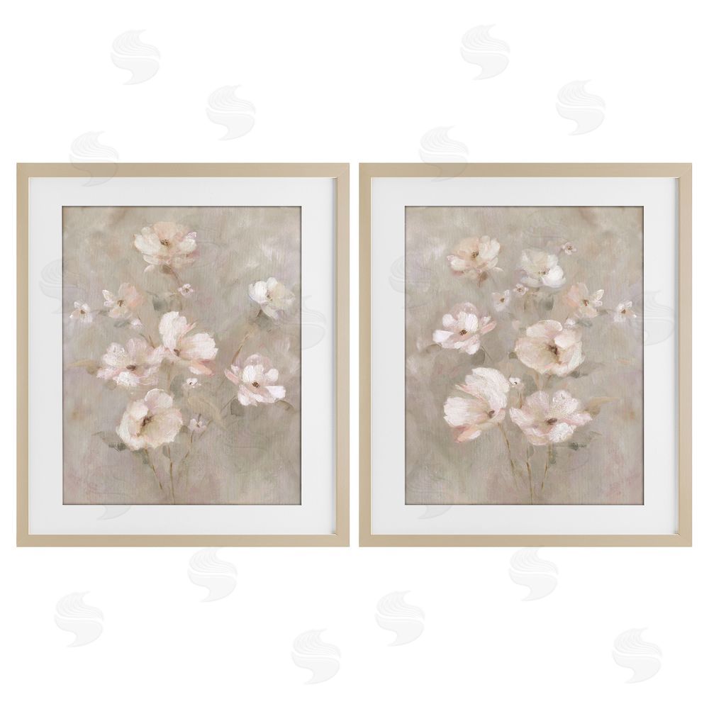 Carol Robinson Arranged Blush Blossoms Brown Framed Print Under Glass Wall Art