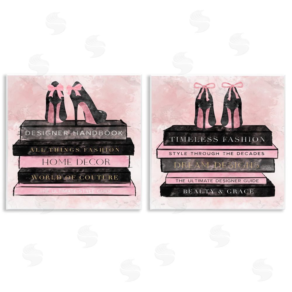 Natalie Carpentieri Pink Heels Atop Books Wooden Wall Plaque Art Print