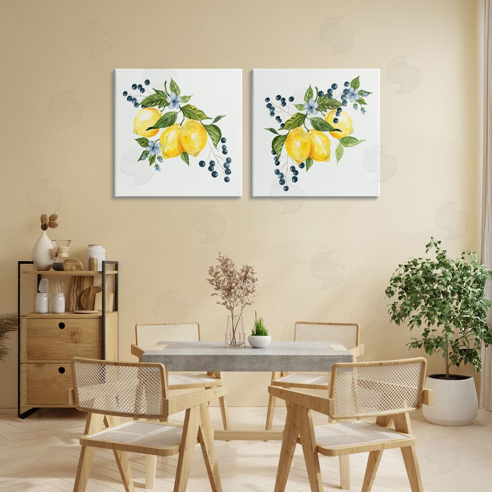 Livi Finn Citrus & Berries Cluster Stretched Cavas Wall Art Set in Room