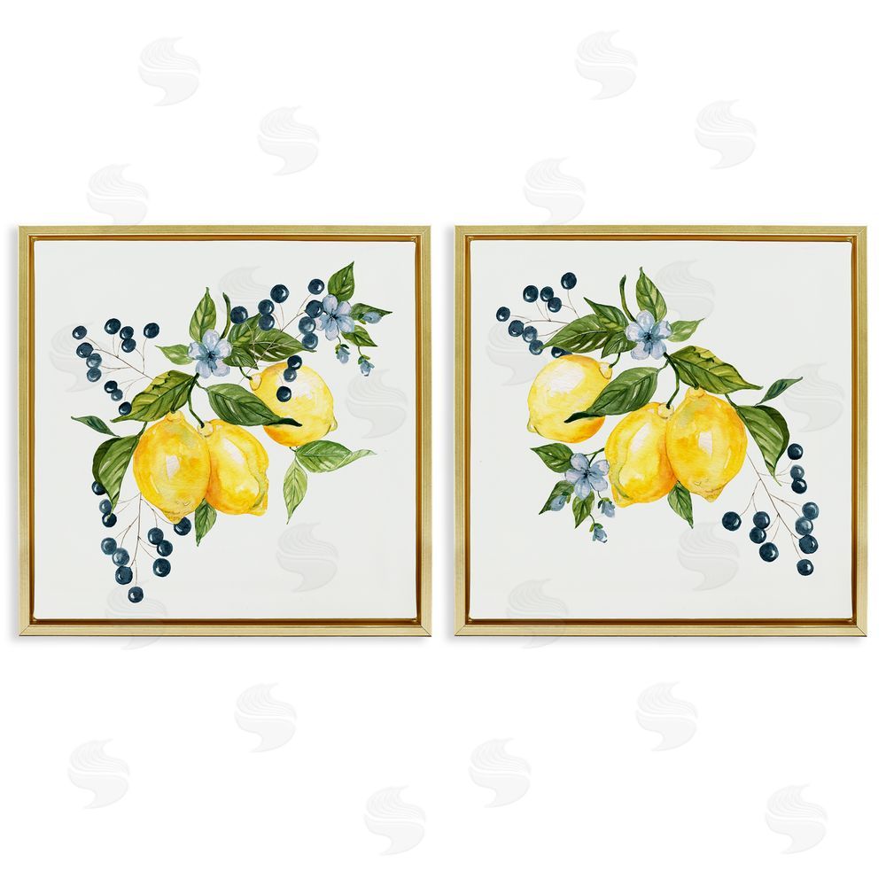 Livi Finn Citrus & Berries Cluster Gold Floating Frame Canvas Wall Art Print