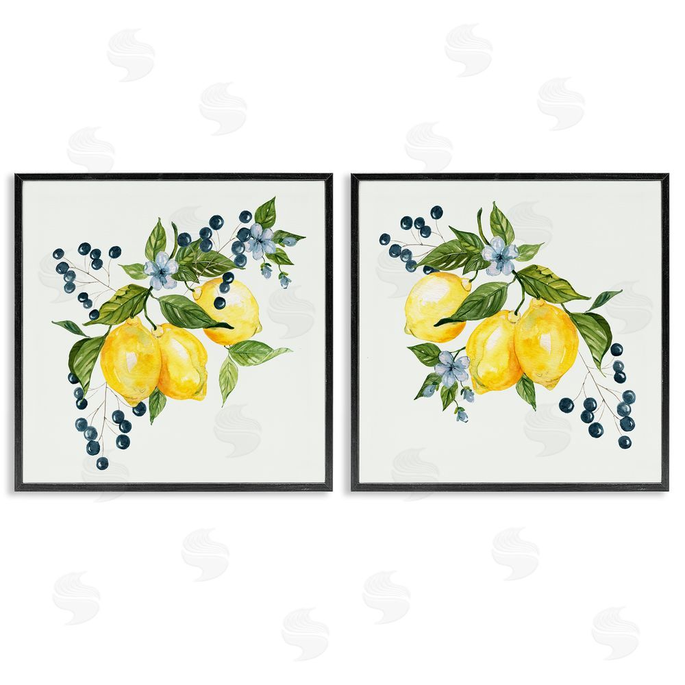 Livi Finn Citrus & Berries Cluster Black Framed Giclee Wall Art Print