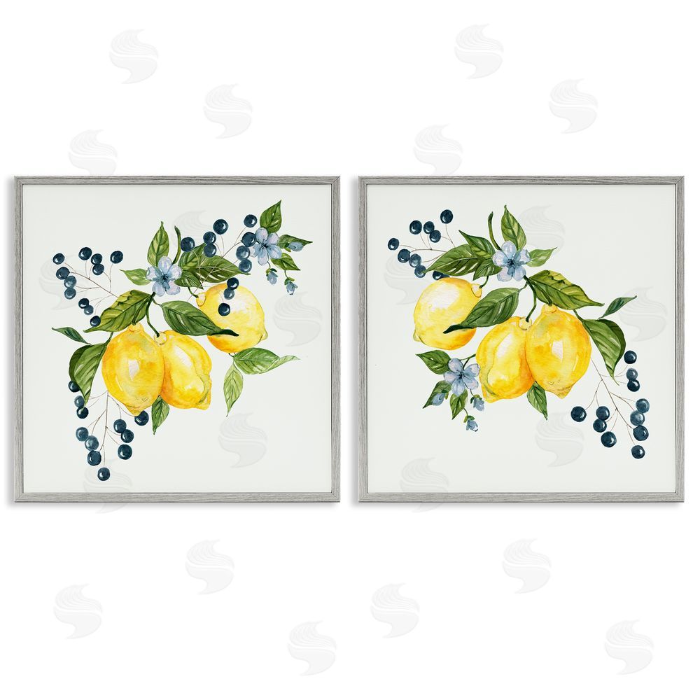 Livi Finn Citrus & Berries Cluster Gray Framed Giclee Wall Art Print