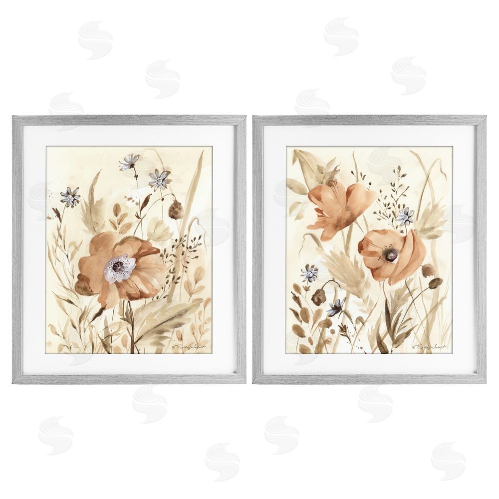 Kelley Talent Poppy Garden in Neutrals Gray Framed Print Under Glass Wall Art
