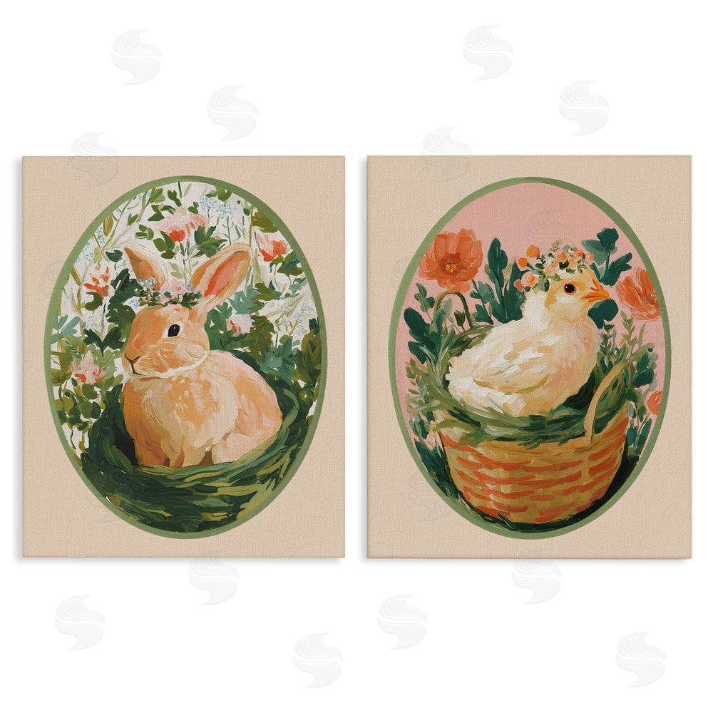 Yen Bloom Nest Animals Stretched Canvas Wall Art Print
