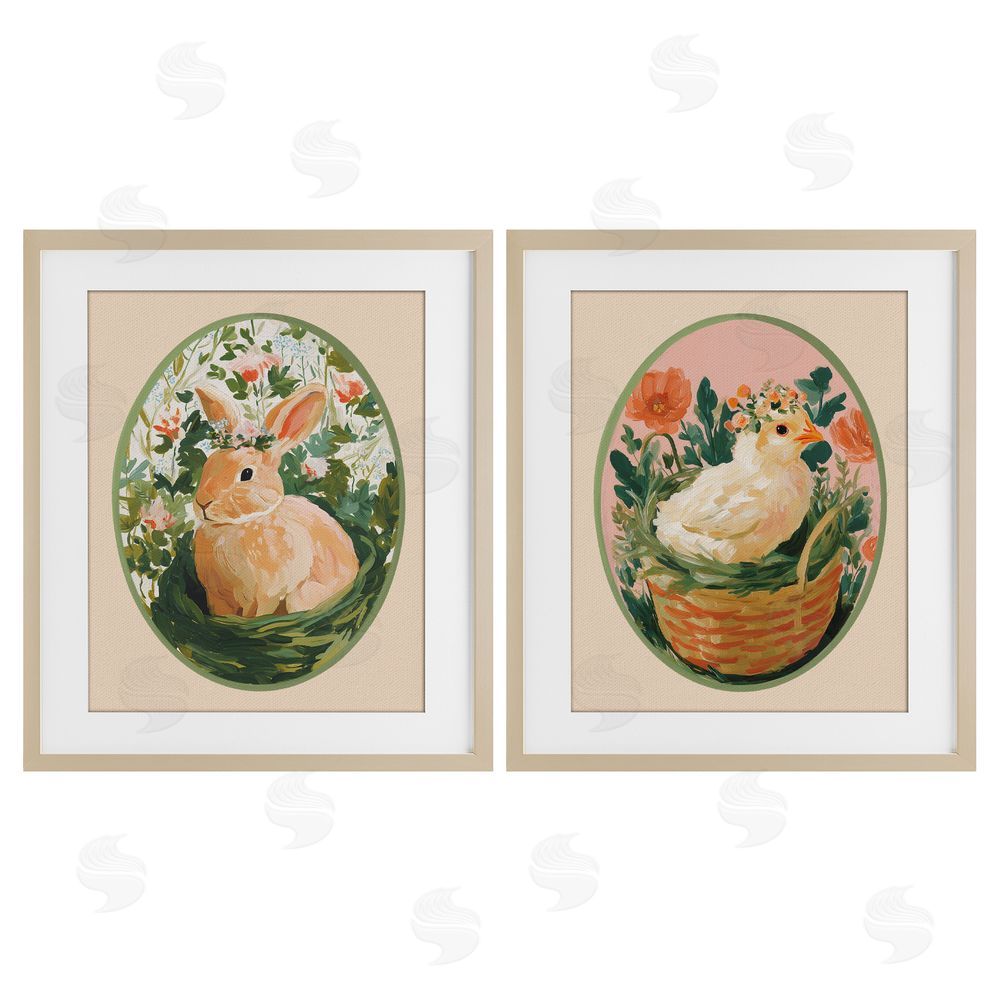 Yen Bloom Nest Animals Brown Framed Print Under Glass Wall Art