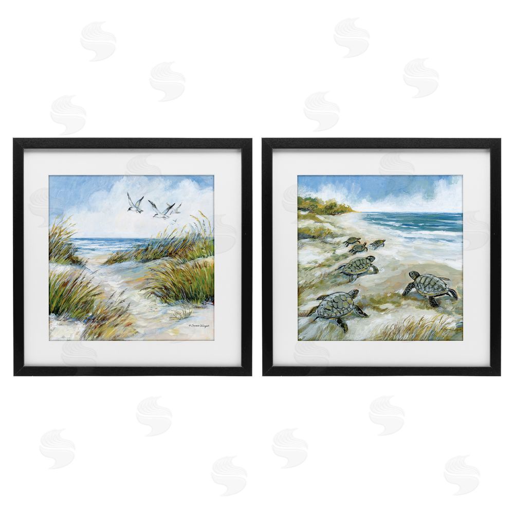 Susan Winget Beach Creatures on Dunes Black Framed Print Under Glass Wall Art