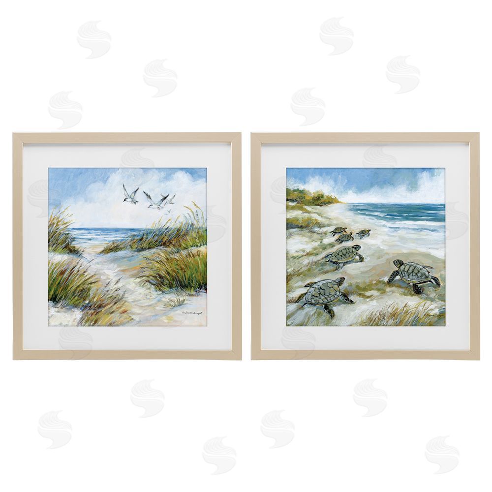Susan Winget Beach Creatures on Dunes Brown Framed Print Under Glass Wall Art