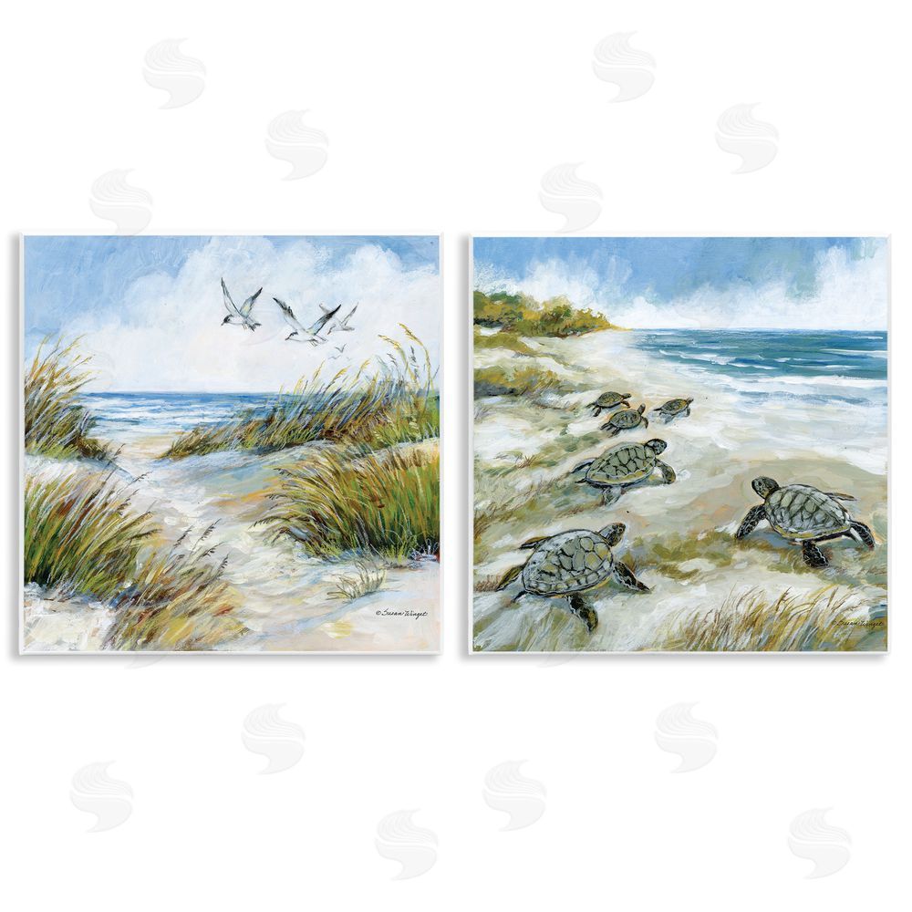 Susan Winget Beach Creatures on Dunes Wooden Wall Plaque Art Print