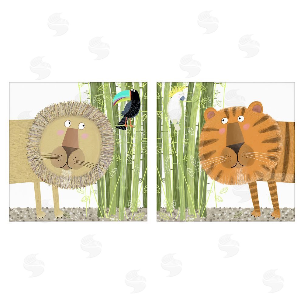 Carla Daly Bamboo Trees & Animals Stretched Canvas Wall Art Print