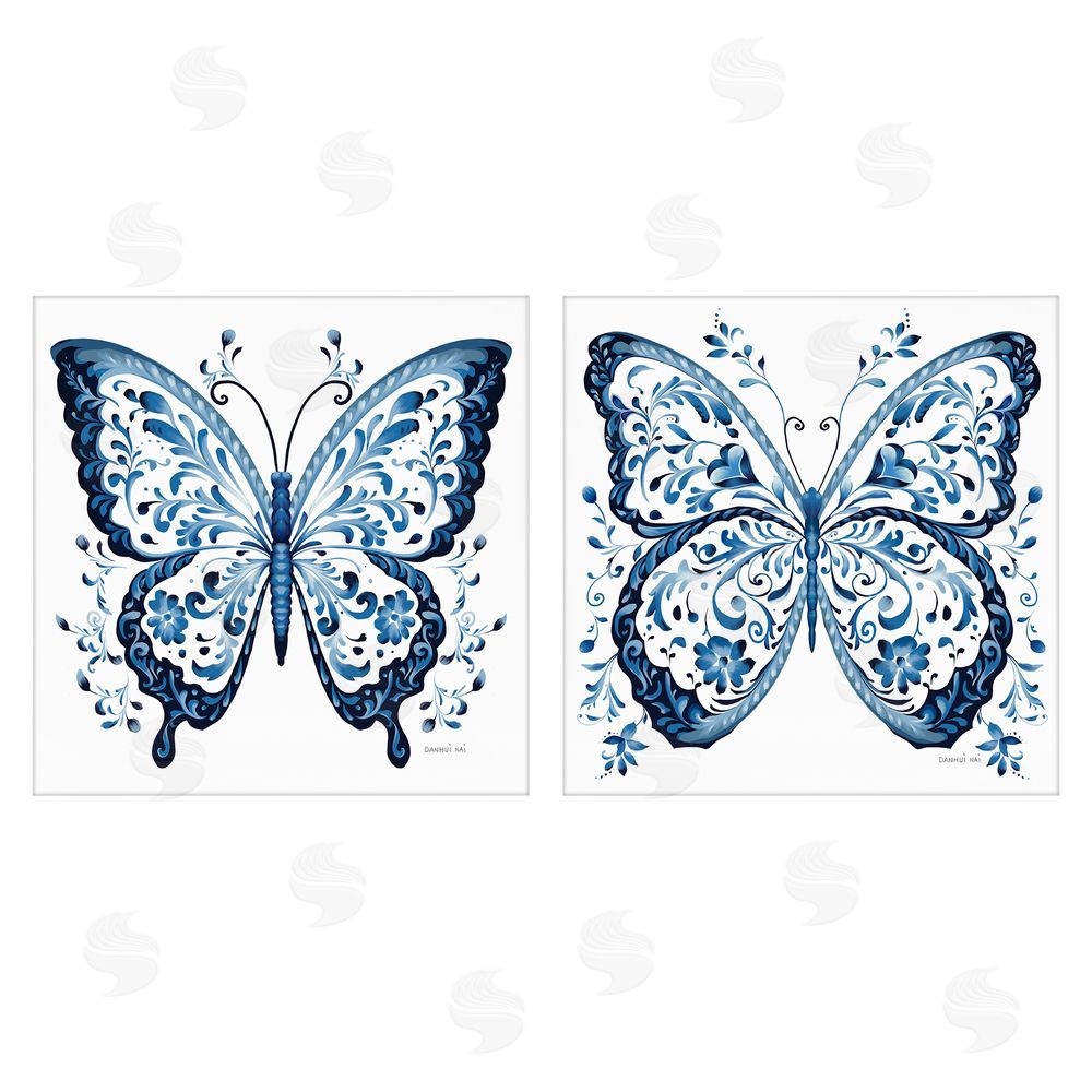 Danhui Nai Bohemian Patterned Butterflies Stretched Canvas Wall Art Print