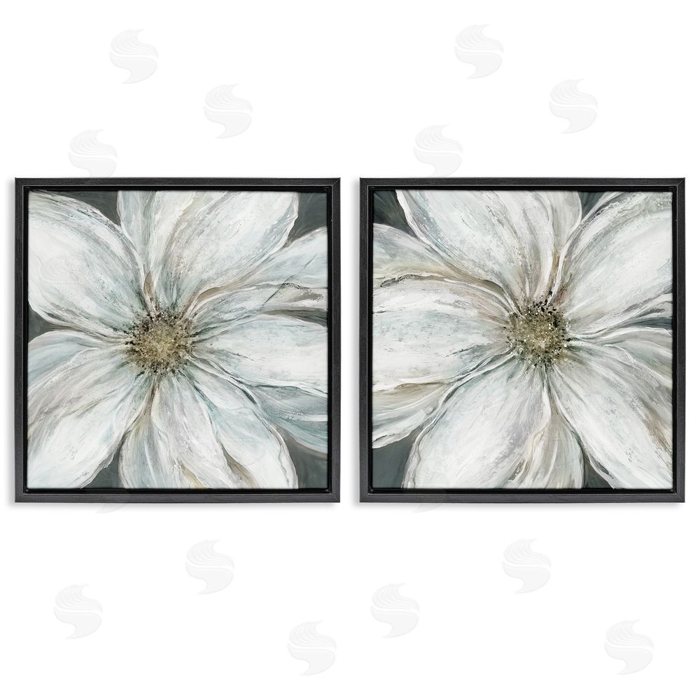 Carol Robinson Soft White Blossoms Closeup Black Floating Frame Canvas Wall Art Print