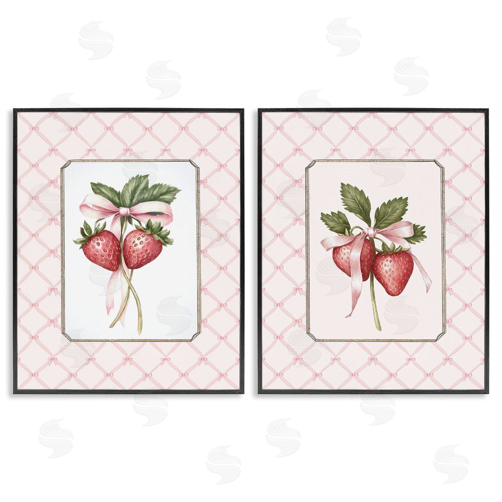Ramona Murdock Adorable Coquette Strawberries Black Framed Giclee Wall Art Print