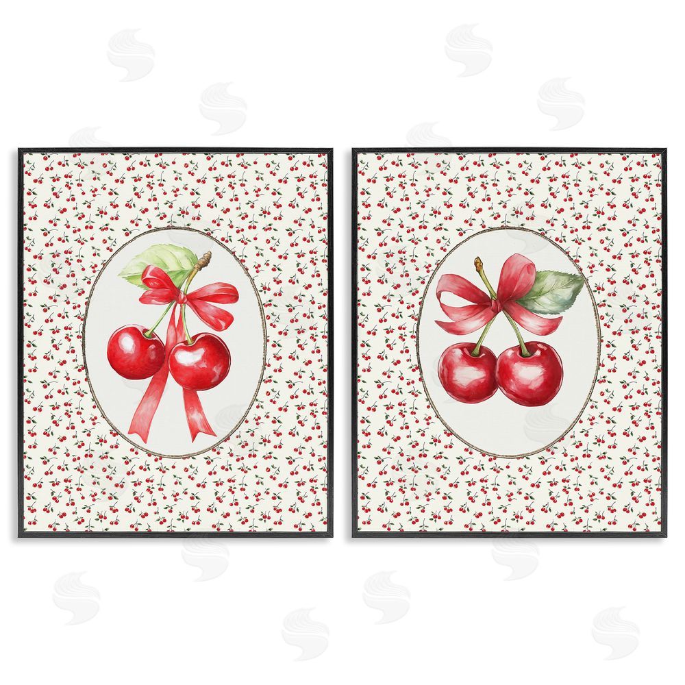Ramona Murdock Cherries & Berries Vintage Black Framed Giclee Wall Art Print
