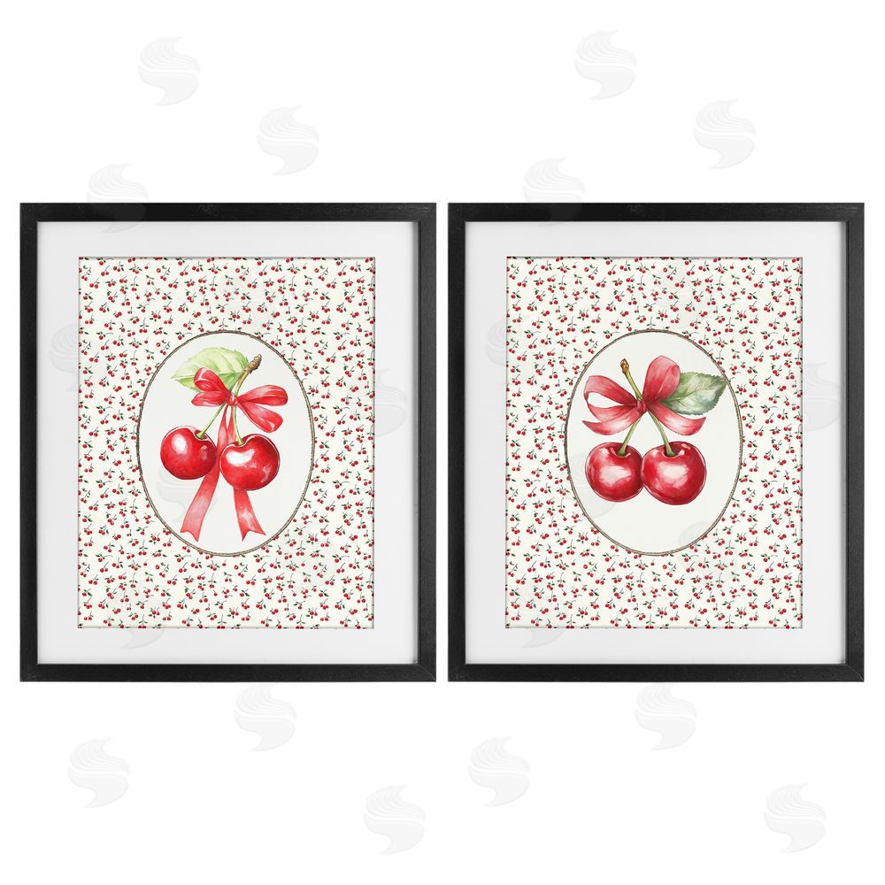Ramona Murdock Cherries & Berries Vintage Black Framed Print Under Glass Wall Art