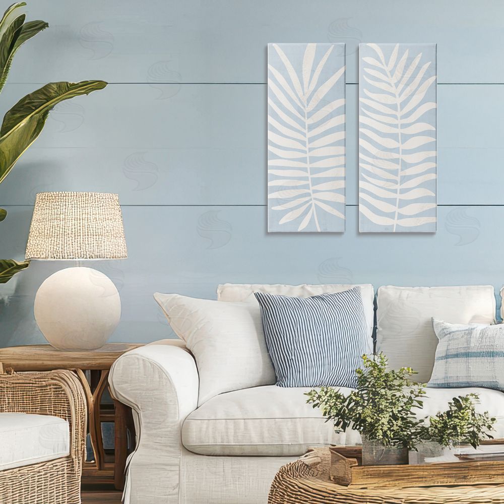 Natalie Carpentieri Soft Palm Leaf Pair Stretched Canvas on Wall