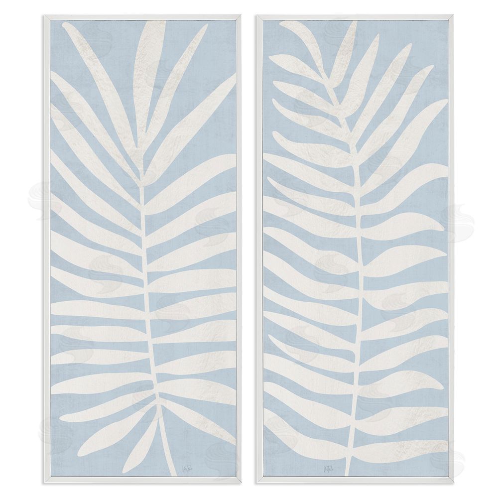 Natalie Carpentieri Soft Palm Leaf Pair White Framed Giclee Wall Art Print