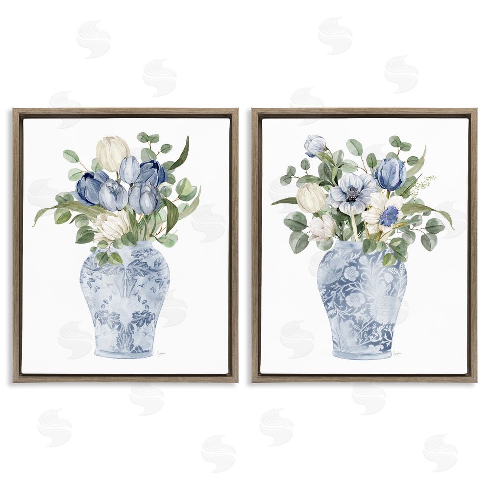 Livi Finn Ornate Vase Tulip Collection Brown Floating Framed Canvas Wall Art