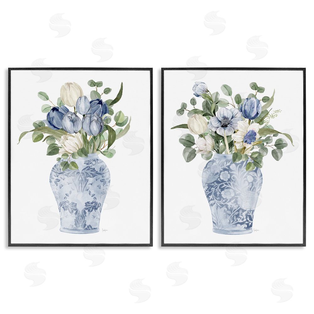 Livi Finn Ornate Vase Tulip Collection Black Framed Giclee Wall Art