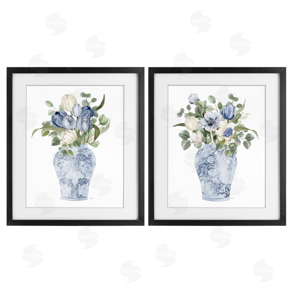Livi Finn Ornate Vase Tulip Collection Black Framed Print Under Glass Wall Art