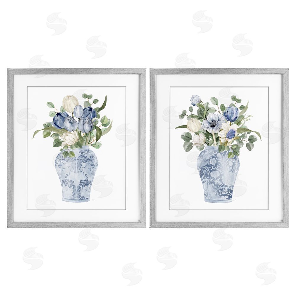Livi Finn Ornate Vase Tulip Collection Gray Framed Print Under Glass Wall Art