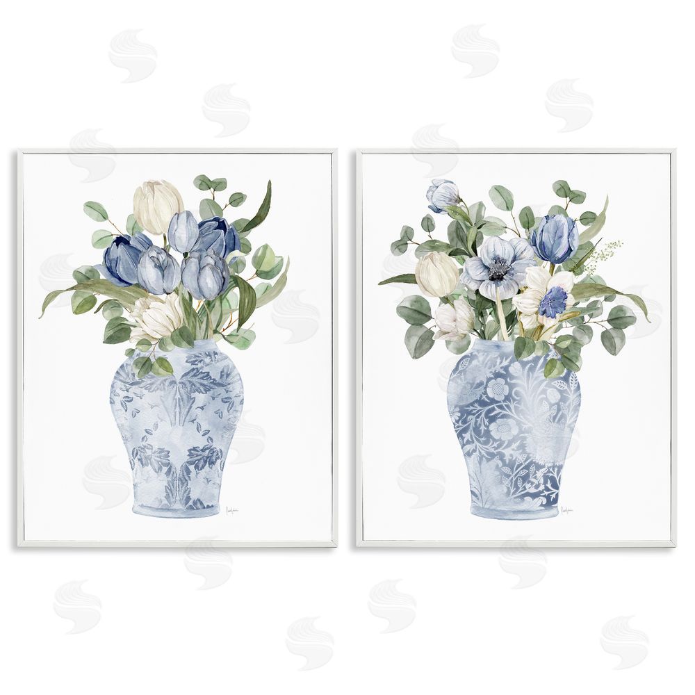 Livi Finn Ornate Vase Tulip Collection White Framed Giclee Wall Art